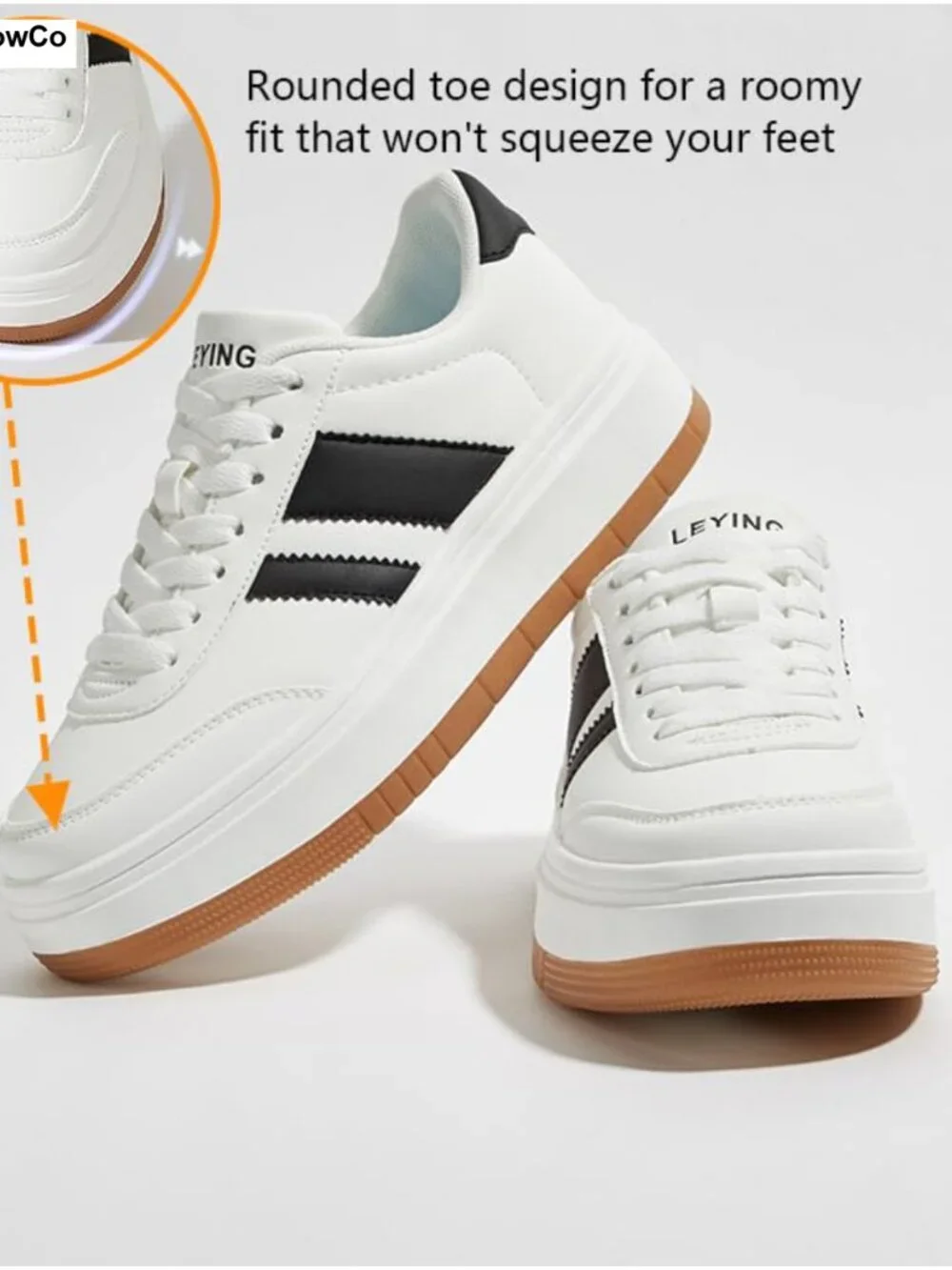 Classic Retro Platform Tennis Shoes - Lightweight Lace-Up Faux Leather